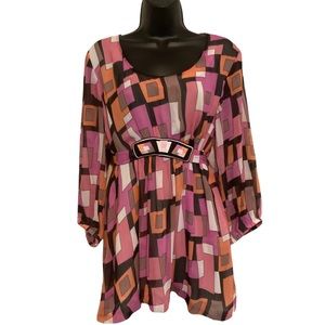 Vtg Bob Mackie Groovy Wearable Art Blouse Size Large w/ Tie Waist